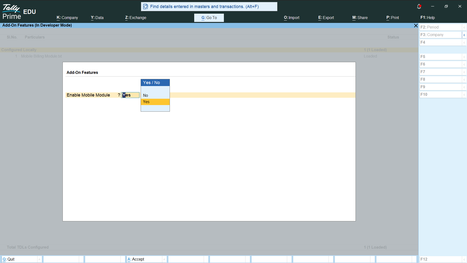 Mobile Module TallyPrime module preview