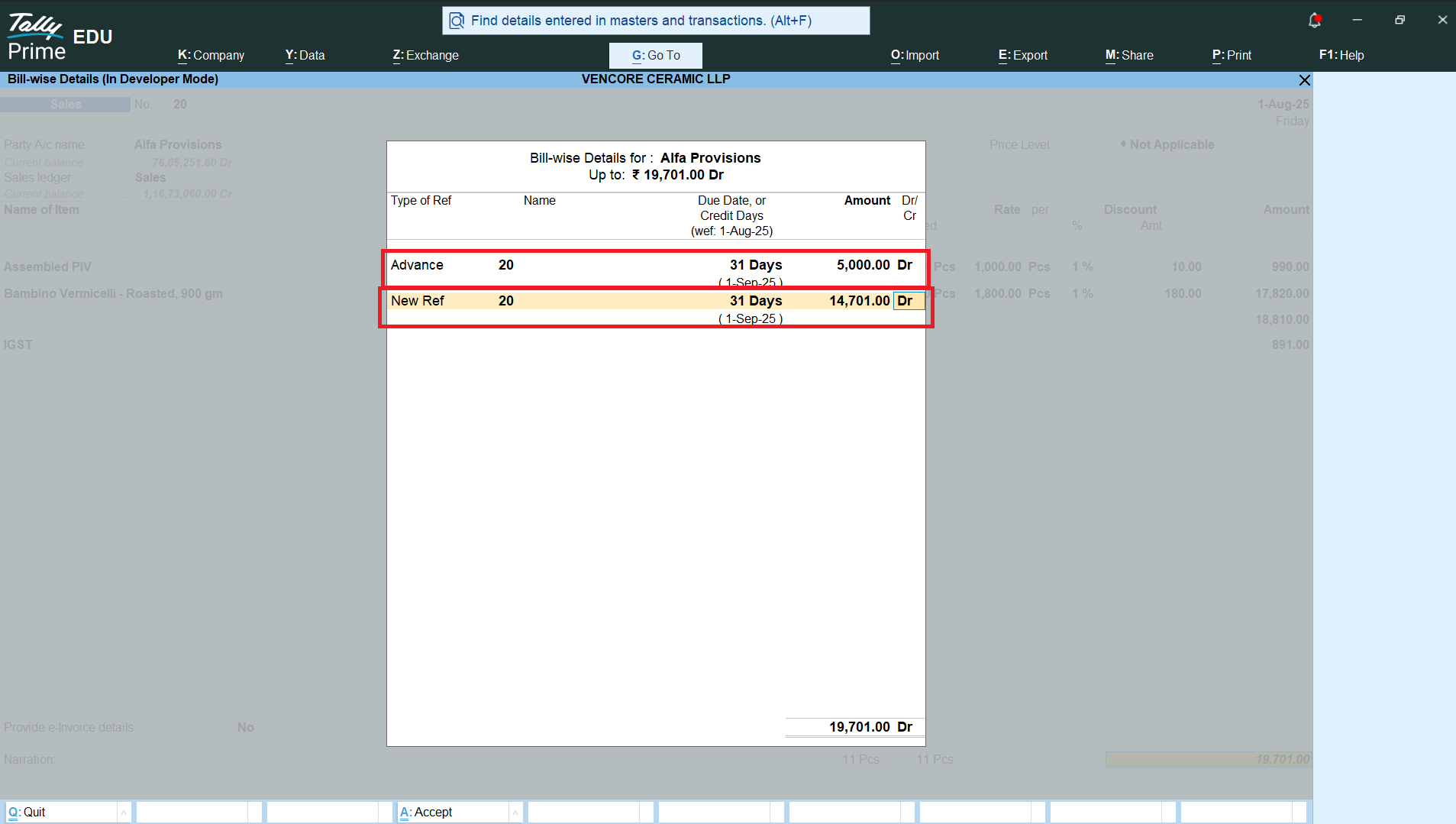 TDL-Show-Advance-Amount-in-Sales-Invoice-Print screenshot 2
