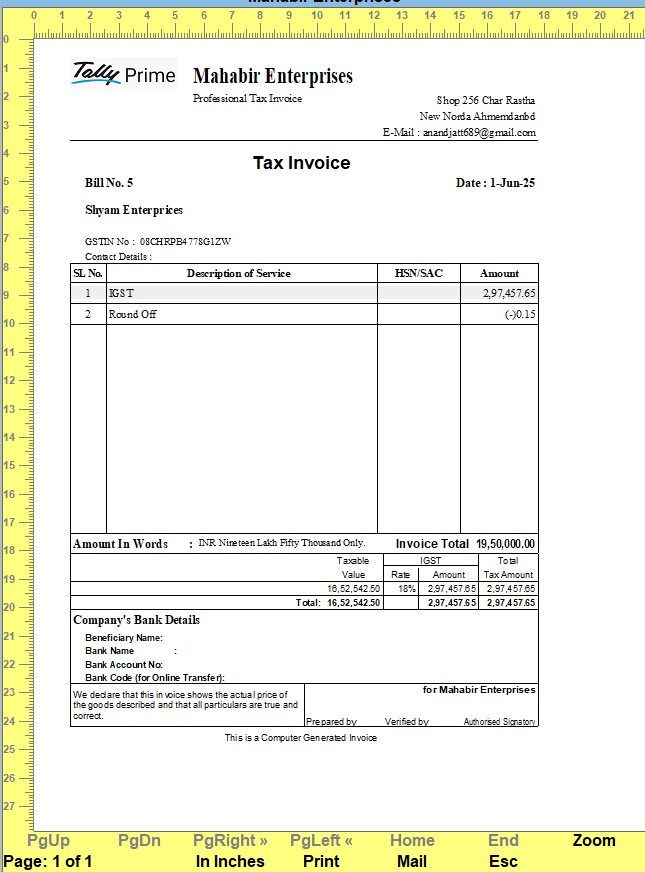 Invoice Format - 001 1