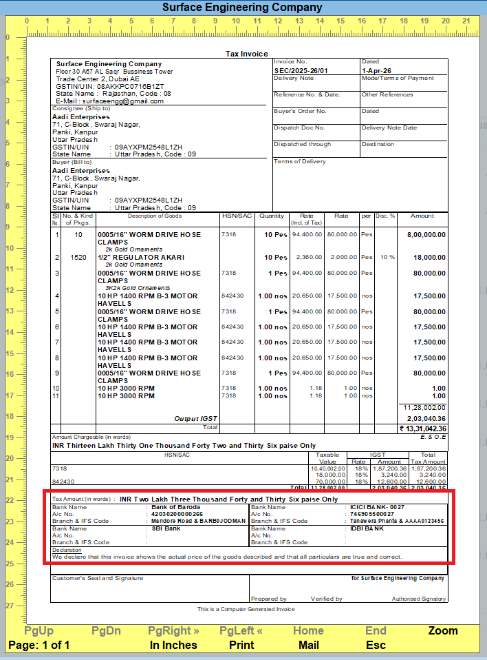 Multiple Bank Details 1